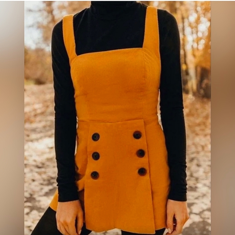 Urban Outfitters BDG Mustard Yellow Daley Corduroy Romper Shorts Coulotte Skirt - Picture 2 of 11